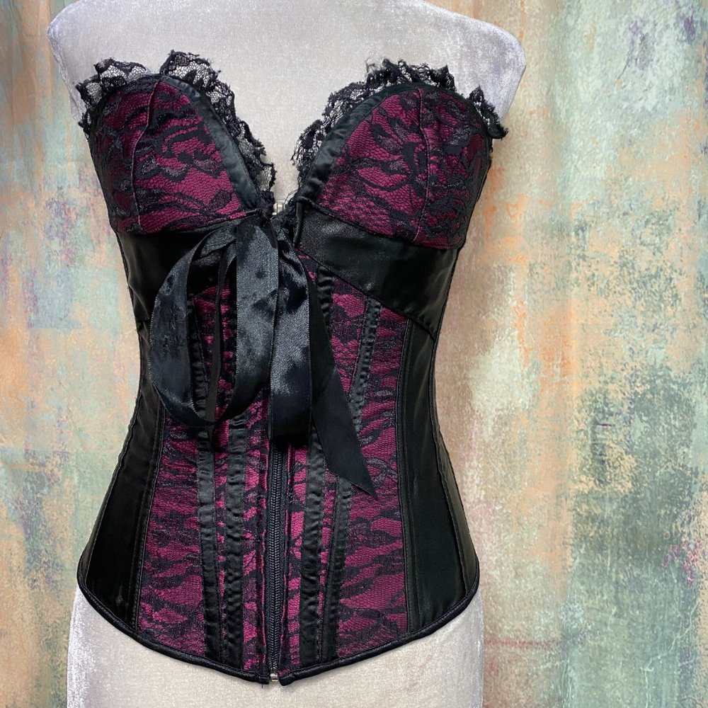📌iCollection Sexy Corset setFront Zipper Lace up backside